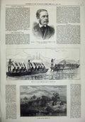Old Antique Print 1873 Colonel M'Neill War Ship Coaling Station Fernando 19th