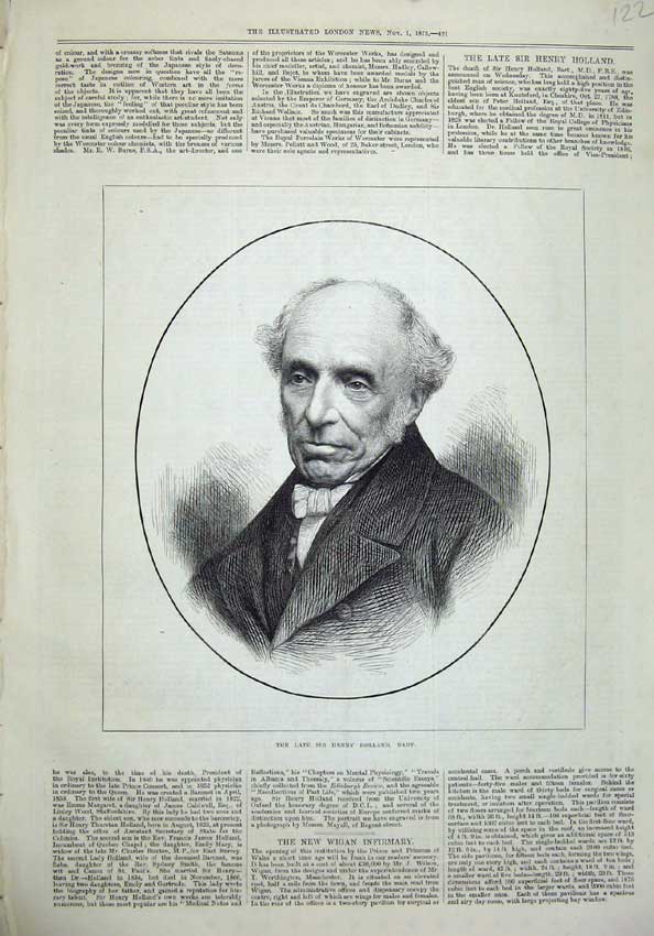 Original Old Antique Print 1873 Portrait Sir Henry Holland Bart Man Victorian