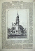 Old Antique Print 1873 Colmans Cathedral Dromore Church Ireland Belfast 19th