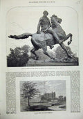 Old Antique Print Statue Outram Calcutta Waterloo 1873 Stamford Park Art 19th