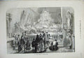 Original Old Antique Print 1873 Scene Italian Church Christmas Time Children