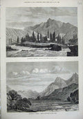Old Antique Print 1873 Mission Yarkund Rivers Kargil Ladak Valley Indus 19th