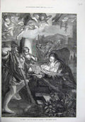 Old Antique Print 1873 La Notte Angels Baby Nativity Dresden Gallery Art 19th