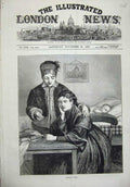 Original Old Antique Print 1873 Siers Wife Table Chair Baby Sleeping Fine Art