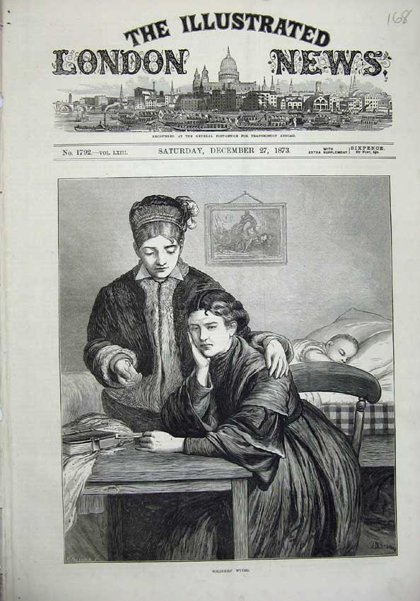 Original Old Antique Print 1873 Siers Wife Table Chair Baby Sleeping Fine Art