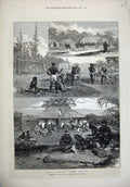 Original Old Antique Print 1873 Isle Pines Caledonia Convict'S Governor Natives