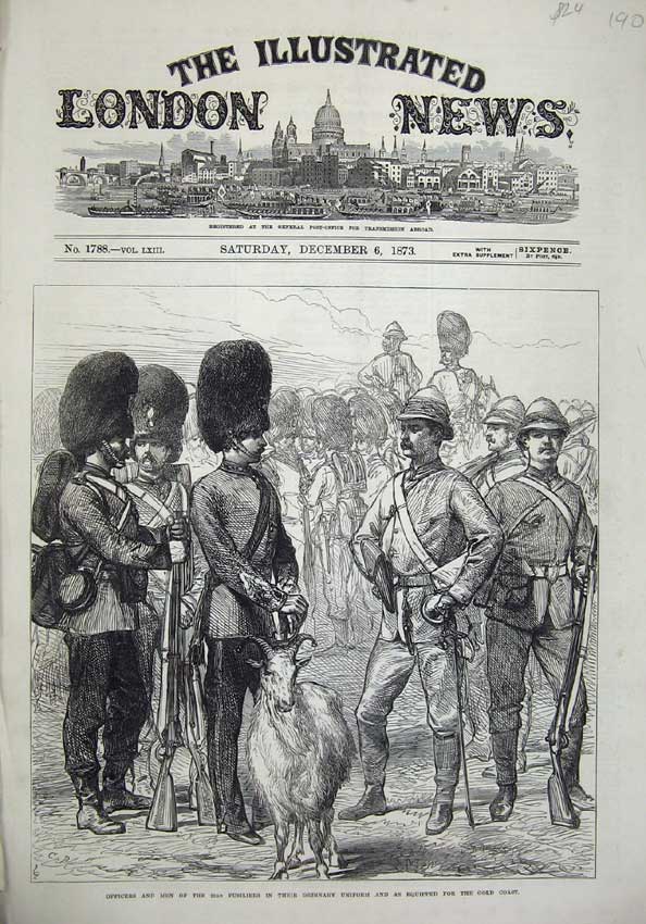 Original Old Antique Print Ficers Men Fusiliers Uniform GCoast War Army 1873