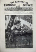 Original Old Antique Print 1873 Little Scottish Boy Dog Fishing Ship Fine Art
