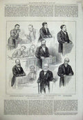 Old Antique Print 1873 Trial Tichborne Claimant Court Finnia Goddard Men 19th