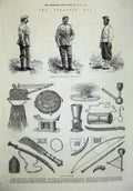 Original Old Antique Print Ashantee War 1873 Siers Uniform Implements Weapons