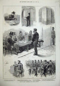 Original Old Antique Print 1873 Taunton Election Ballot Men Voter Guildhall