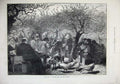 Original Old Antique Print 1873 Fete Day Normandy Apple Harvest Pig Geese Horse