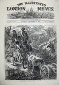 Original Old Antique Print Ashantee War 1873 Howitzer Battery Negro Gunners Art