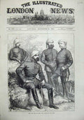 Old Antique Print 1873 Civil War Spain Don Carlos Staff Army Men Unifrom 19th
