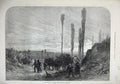 Original Old Antique Print 1873 France Wine Grape Gatherers Horse Cart Art 19th