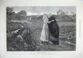 Original Old Antique Print 1873 Woman Young Girl Goodbye Country Fine Art 19th