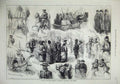 Old Antique Print 1873 Streets Bradford Townhall Opening People Beefeater 19th