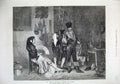 Old Antique Print 1873 Le Fripier Espagnol Men Woman Fan Worms Fine Art 19th