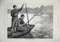 Old Antique Print 1873 Fine Art Member River Thames Angling Club Boat Men 19th