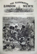 Original Old Antique Print 1873 Dartmoor Attack Sheepstor Highlanders Mead Farm