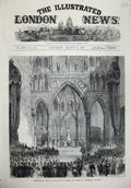 Original Old Antique Print 1873 Coronation King Queen Sweden Norway Trondhjem