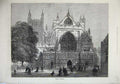 Old Antique Print 1873 Exterior View Exeter Chapel Church Cathedral Art 19th