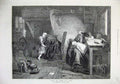 Antique Old Print *0199 1873 Women Children Sleeping Spinning Wheel Fine Art