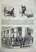 Old Antique Print Spain 1873 Federal Republican Guard Madrid Funeral Pigs 19th