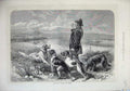 Old Antique Print 1873 Breaking Pointers Setters Hunting Dogs Man Country 19th