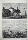 Old Antique Print 1873 Earthquake Venice Church Pietro Teheran Legation 19th