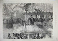 Original Old Antique Print 1873 Shah Visit West India Dock Sailing Ship Flowers