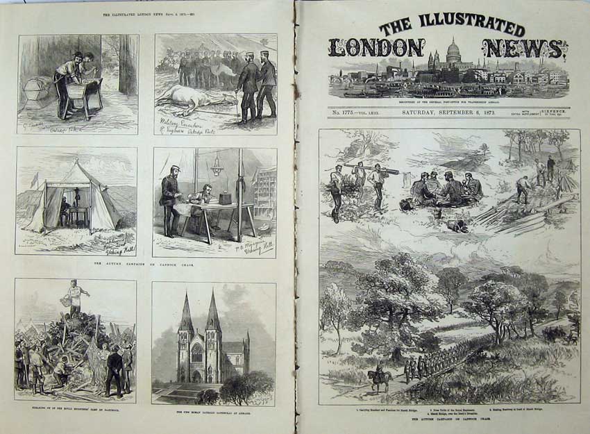 Old Antique Print 1873 Cannock Chase War Tent Roman Catholic Church Army 19th