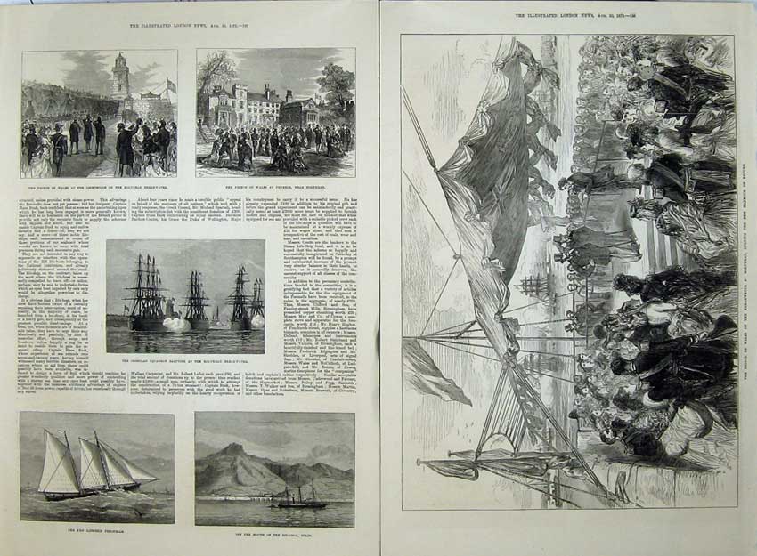 Old Antique Print Prince Wales Ship Holyhead Breakwater 1873 Peronelle 19th