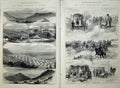 Old Antique Print 1873 Dartmoor Woodland Fort Camp Waggon Horse Church 19th