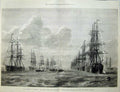 Original Old Antique Print Naval Review Spithead 1873 Shah Royal Yacht Ships