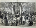 Old Antique Print 1873 Haupt Allee Prater Vienna People Park Horse Cart 19th