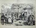 Antique Old Print Unter De Linden Berlin Germany 1873 People Park Dog Art 19th