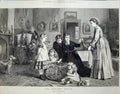 Antique Old Print 1873 Christmas Hamper Children Basket Bird Dog Fine Art 19th