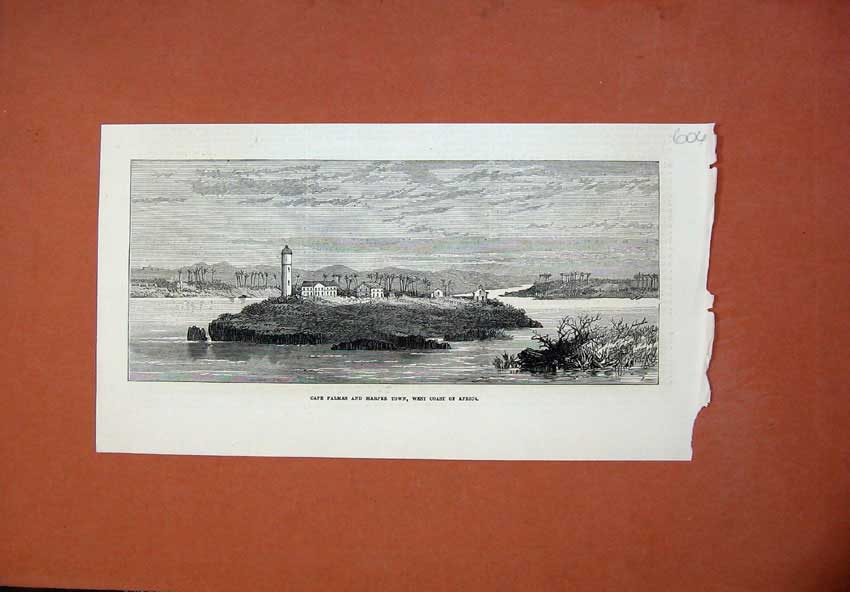 Original Old Antique Print View Cape Palmas Harper Town 1873 West Coast Africa