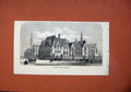 Old Antique Print 1873 New Owens College Manchester Building Architecture 19th