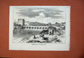 Original Old Antique Print Spain 1873 Bridge Cordova Man Fishing Houses 19th