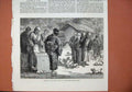 Original Old Antique Print Japan 1873 Feeding Puppy Dogs Buddhist Temple Oyama