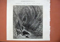Old Antique Print China Japan 1873 View Cave Moshima River Men Fine Art 19th