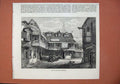 Original Old Antique Print 1873 Fine Art Tabard Inn Southwark Street Horse Dog
