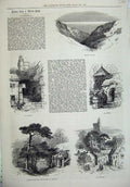 Old Antique Print Cornwall 1874 Frathy Valley St Anthony John Churchyard 19th