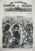 Old Antique Print 1874 Duke Duchess Edinburgh Lake Bouquet Bride Wedding 19th