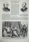 Original Old Antique Print 1874 Olympic Theatre Clancarty Morson Jex-Blake Men