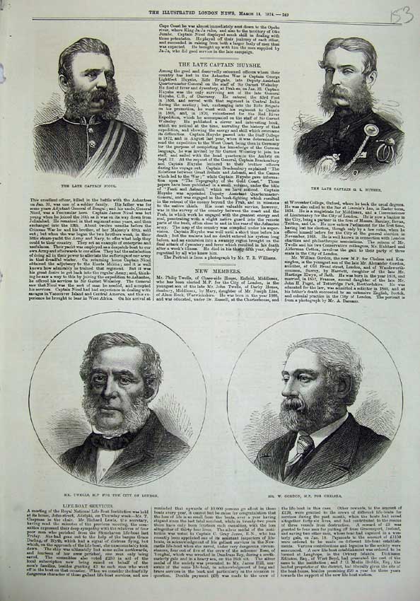 Old Antique Print Captain Nicol 1874 Huyshe Gordon Twells Parliament Men 19th