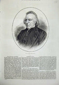 Original Old Antique Print 1874 Portrait Rev. Thomas Binney Man Minister 19th