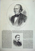 Old Antique Print 1874 Professor Agassiz Eardley Wilmot Men War Officer 19th